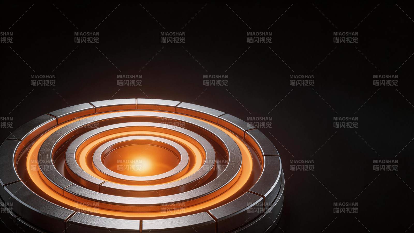 金属螺旋环形发光装置特写图片