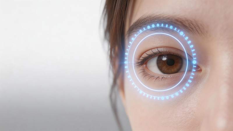 人眼被蓝色科技光环扫描识别图片