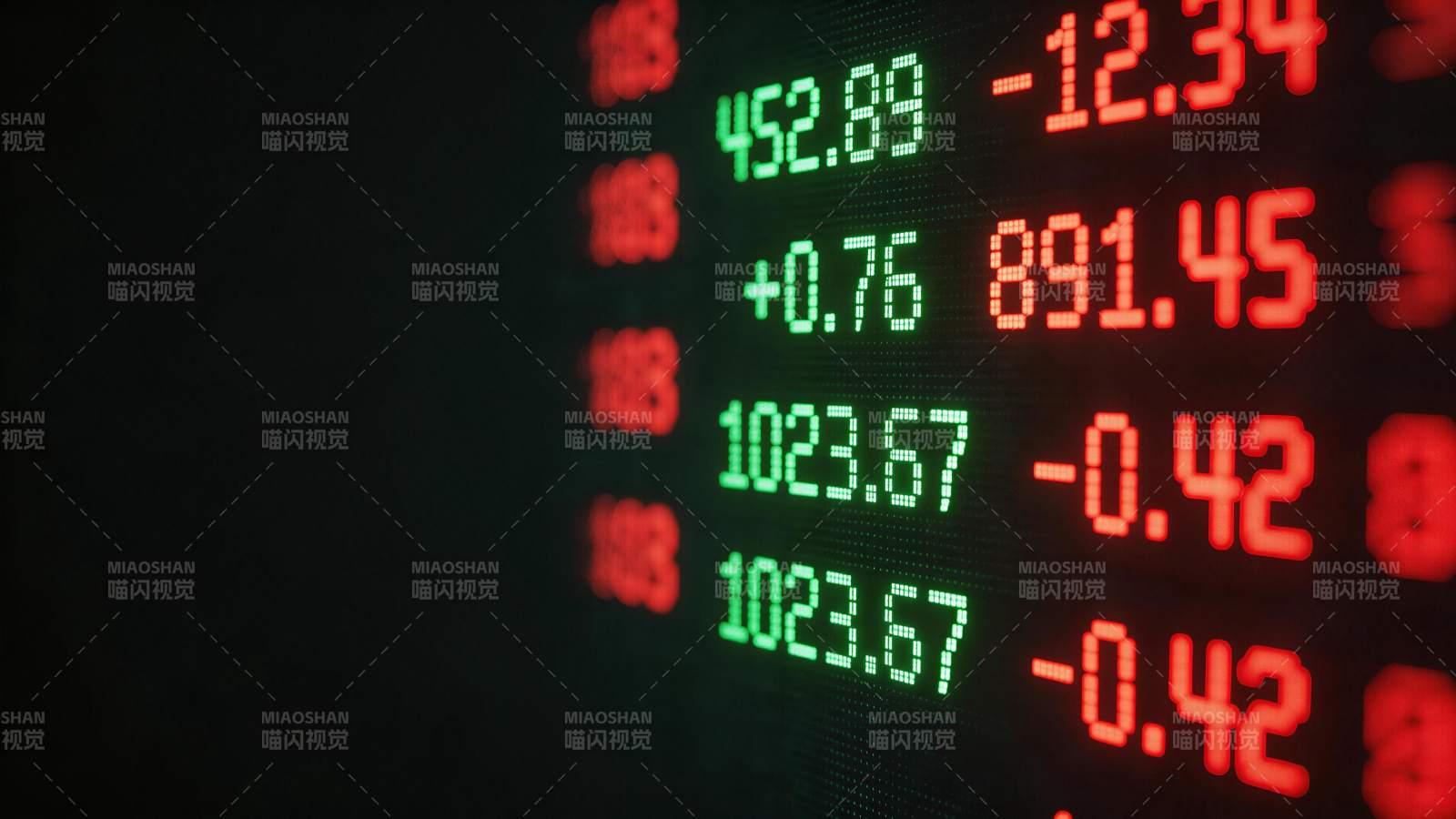 电子屏幕显示股票行情数字信息图片