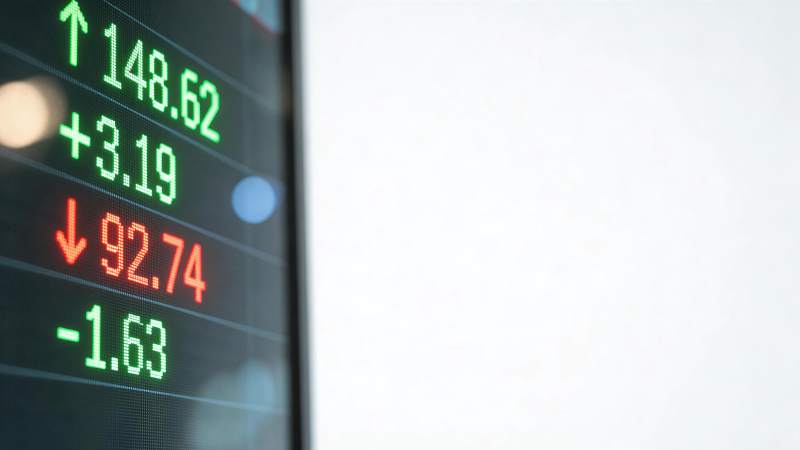 电子屏幕显示股票涨跌数据信息图片