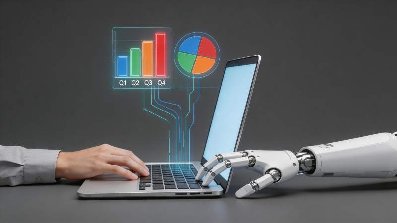 人手与机械臂协同操作笔记本电脑分析数据图片