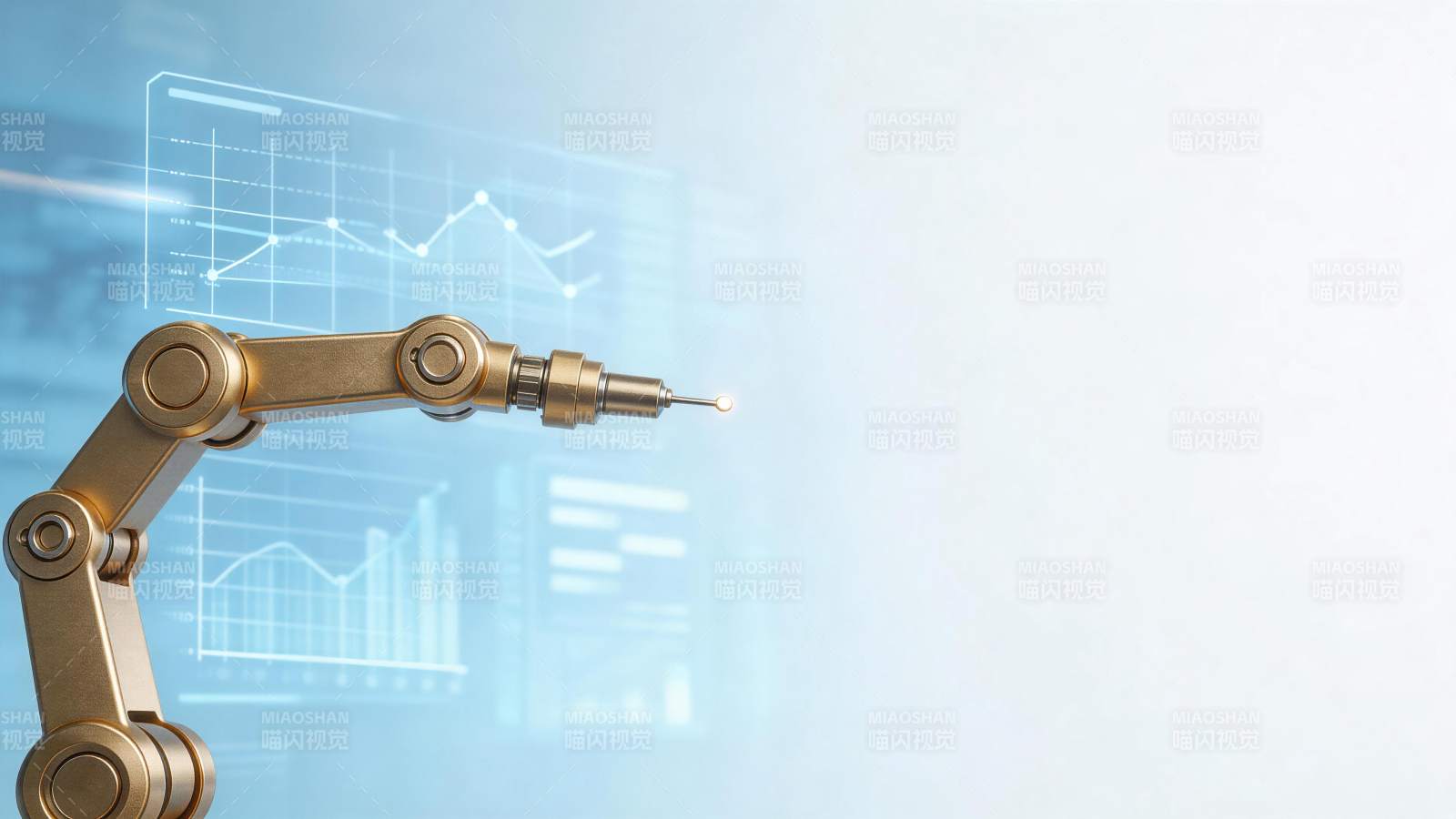 金色机械臂指向数据图表背景图片