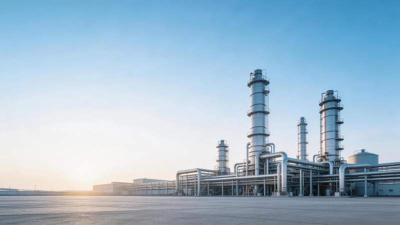 大型工业厂区高塔管道设施全景图片