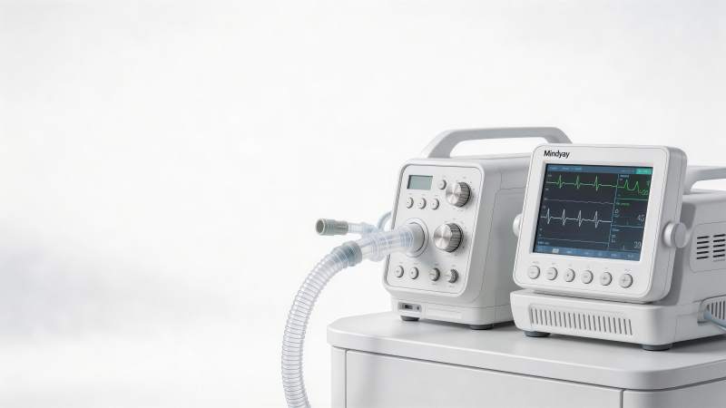 医疗监护设备与呼吸机并置展示图图片