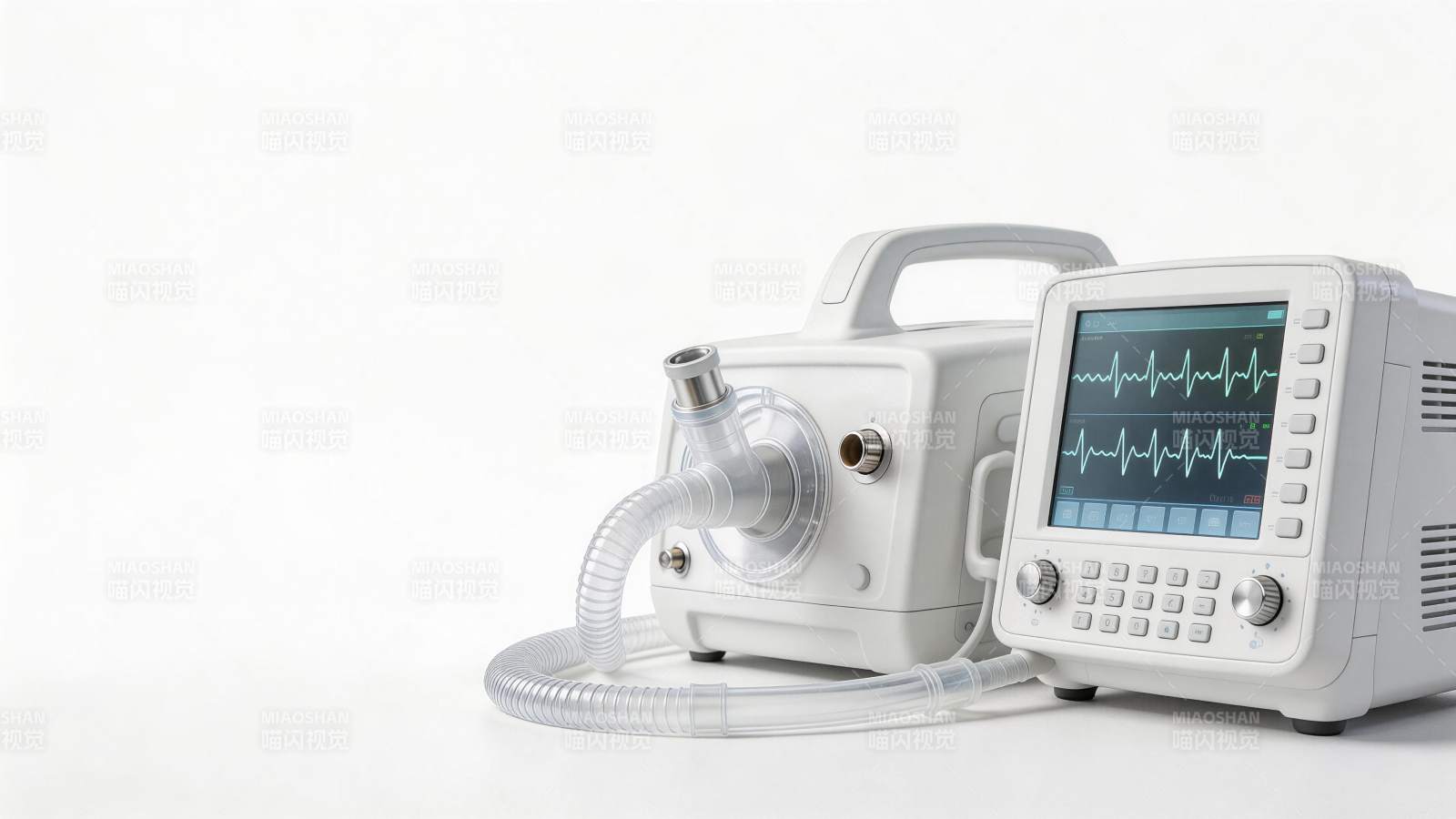 白色医疗监护设备与呼吸管路组合展示图片