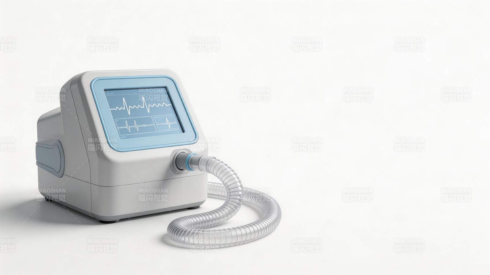 医疗监护设备显示心电波形与连接软管图片