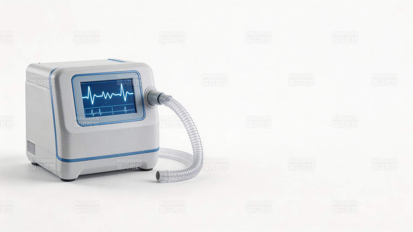 白色医疗监测设备显示心电波形图像图片