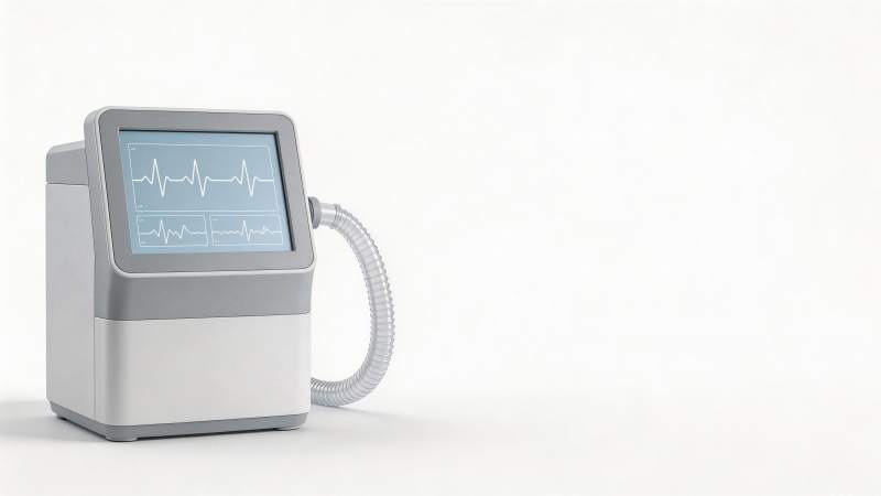 显示心电波形的医疗监测设备特写图片