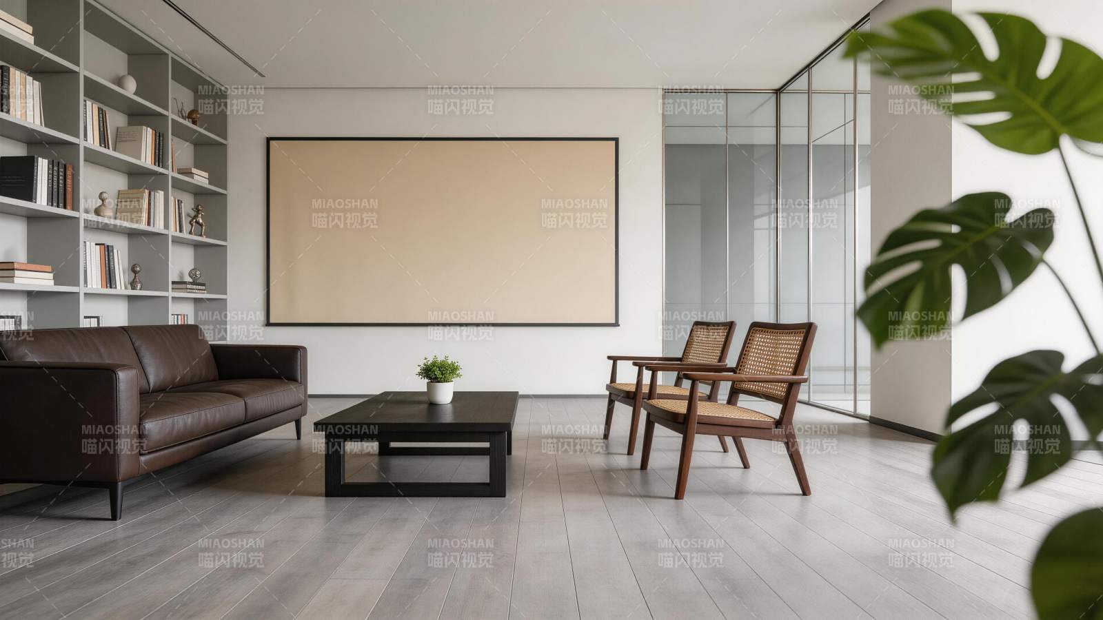 现代简约风格室内客厅空间布局展示图片