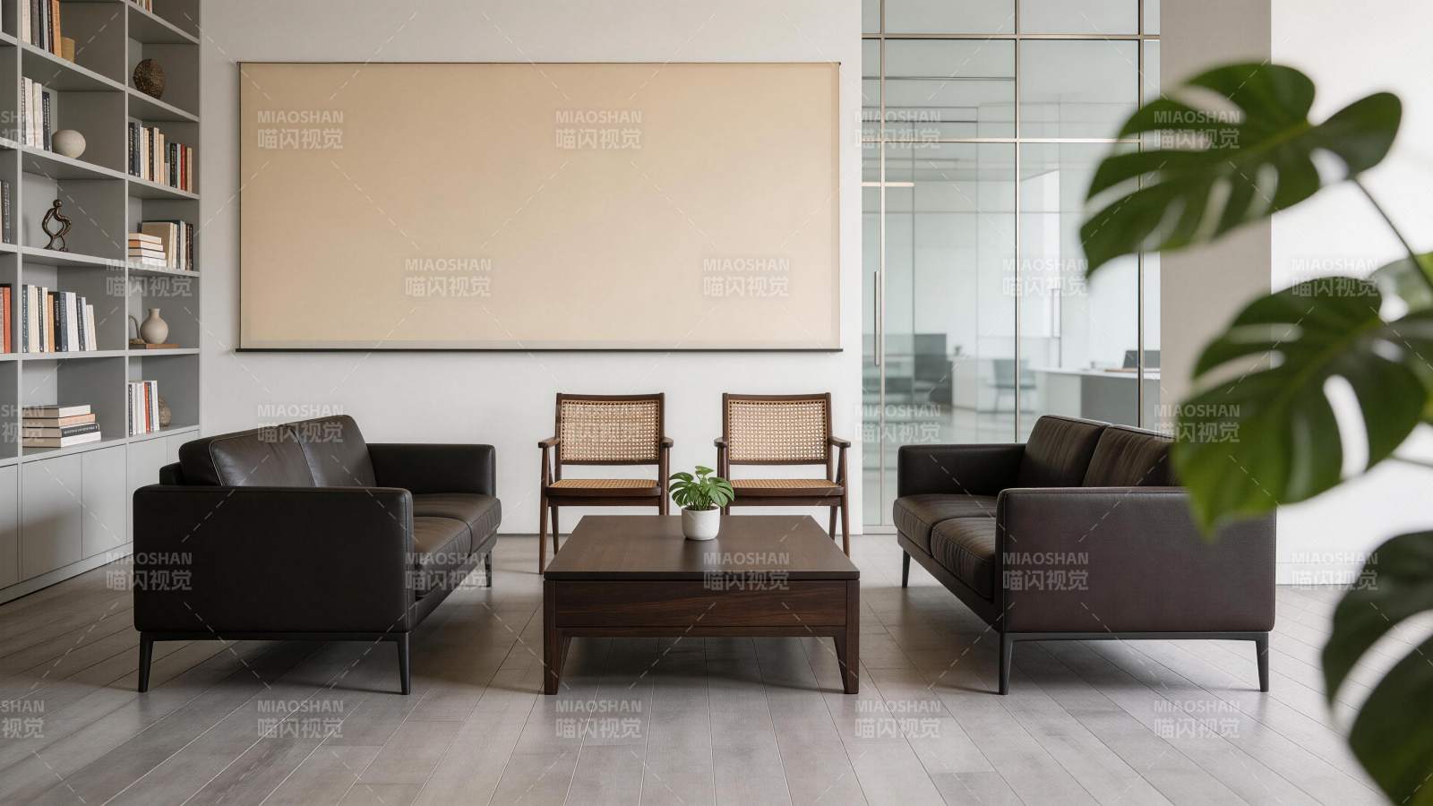 现代简约风格办公室会客区布置场景图片