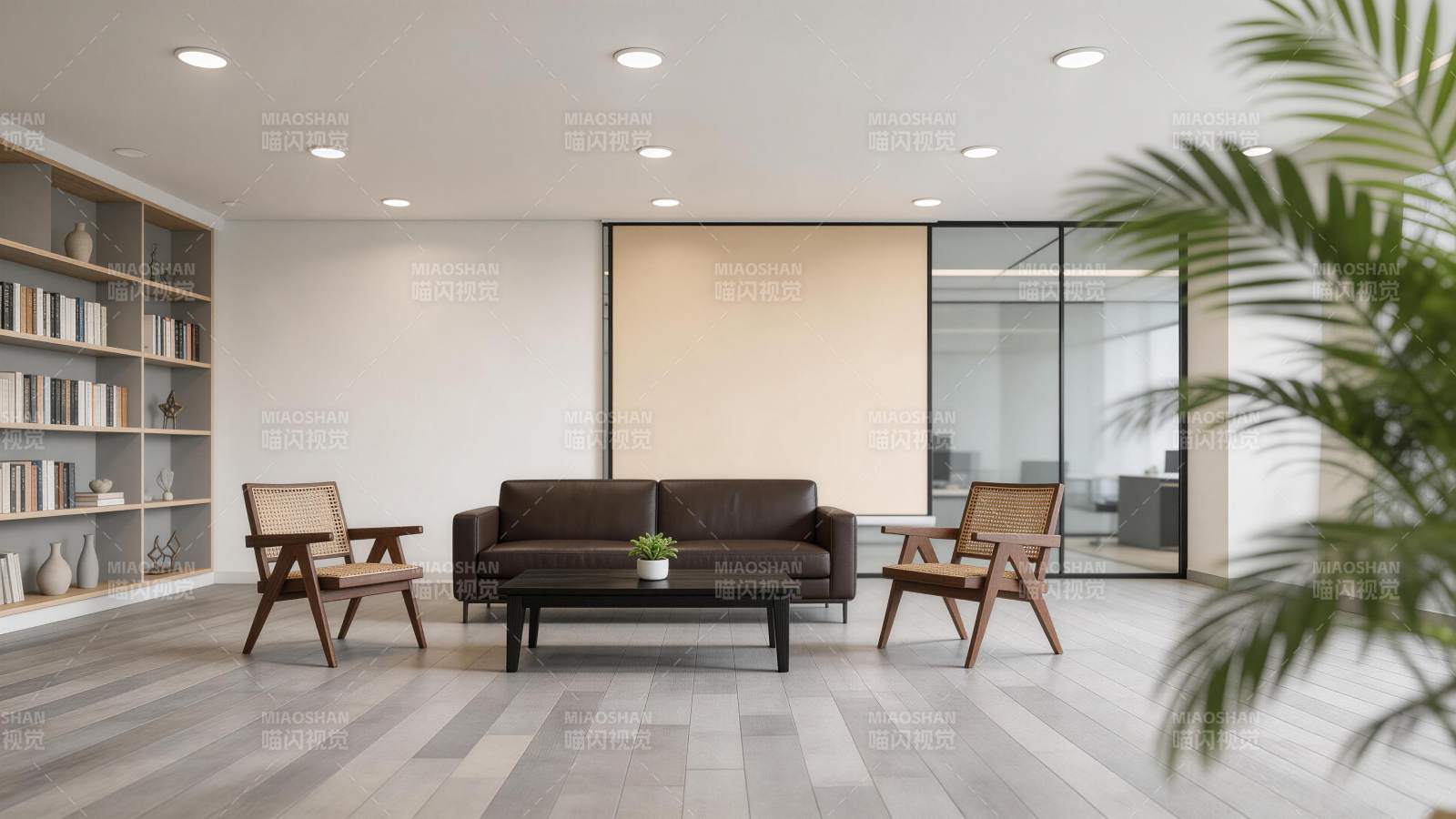 现代简约风格办公室休息区布置场景图片