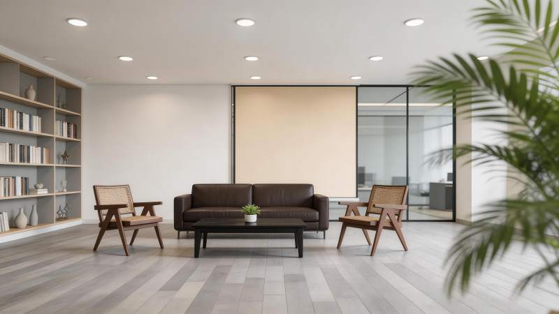 现代简约风格办公室休息区布置场景图片