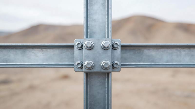 金属框架连接节点特写展示结构细节图片