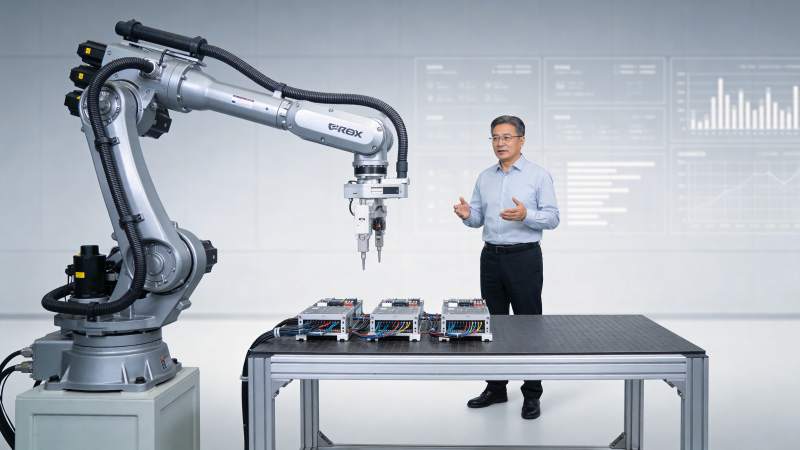 工业机器人与技术人员协同操作演示场景图片