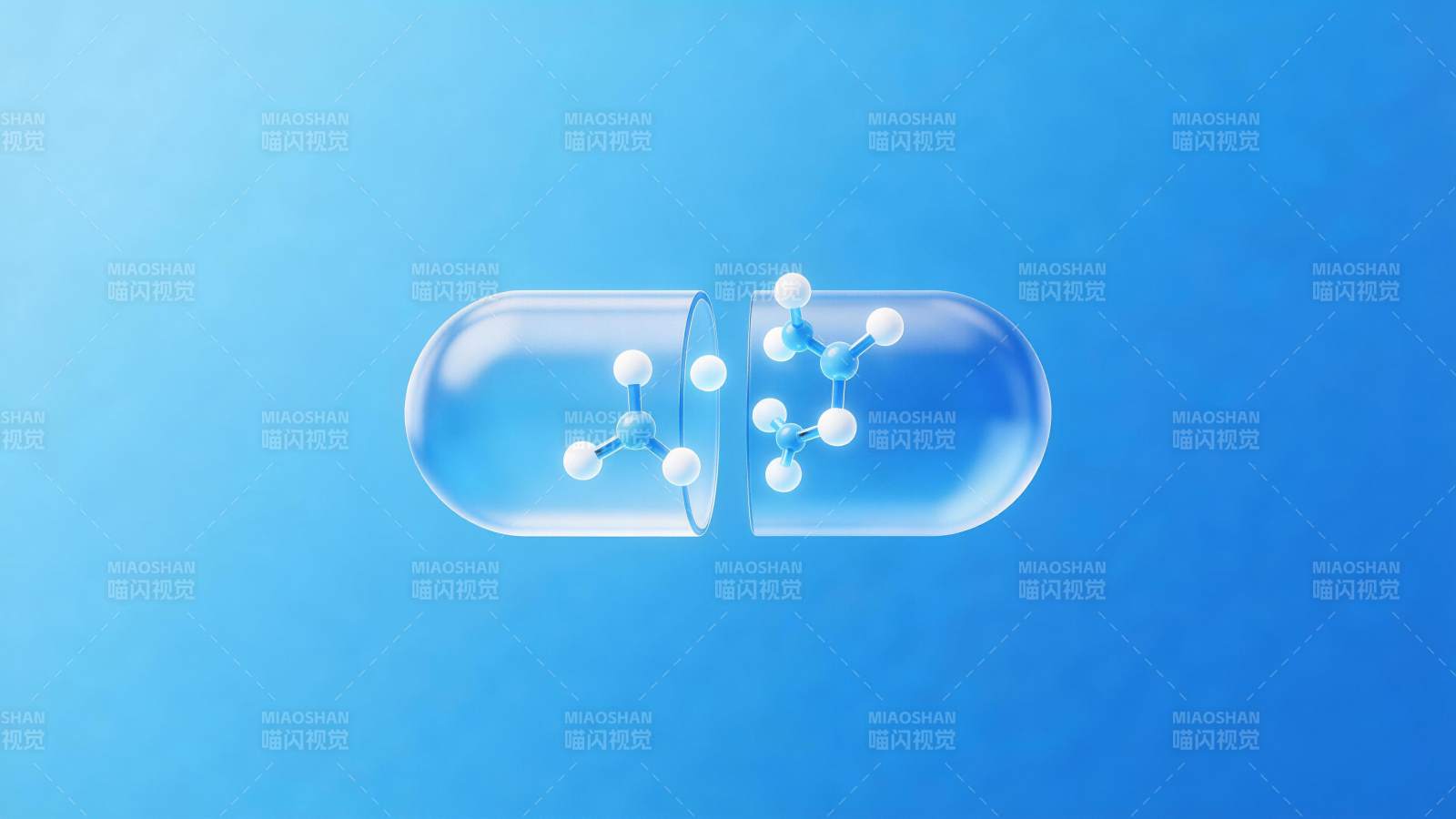 透明胶囊内部分子结构三维示意图图片