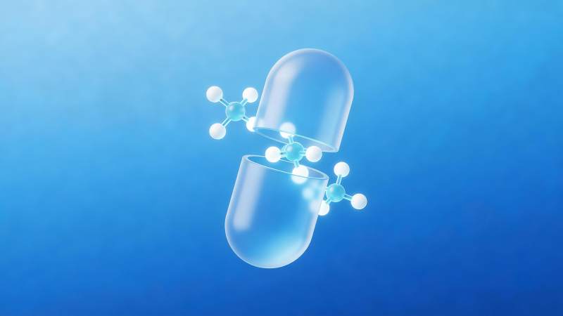 透明胶囊内部释放分子结构示意图图片