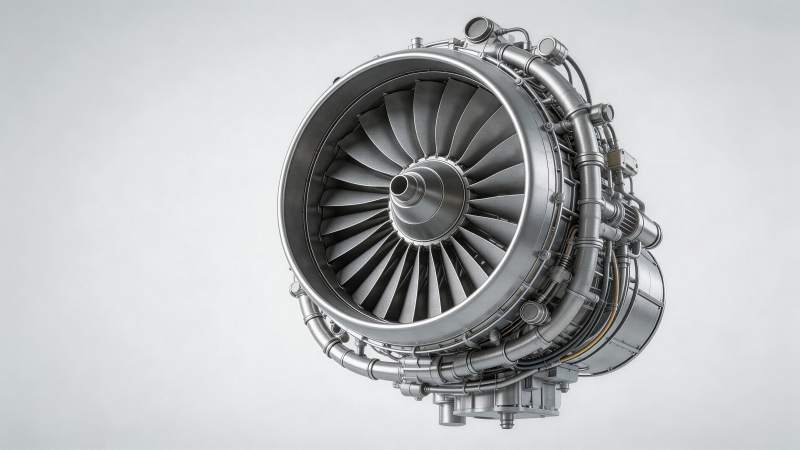 航空涡轮喷气发动机正面结构特写展示图片