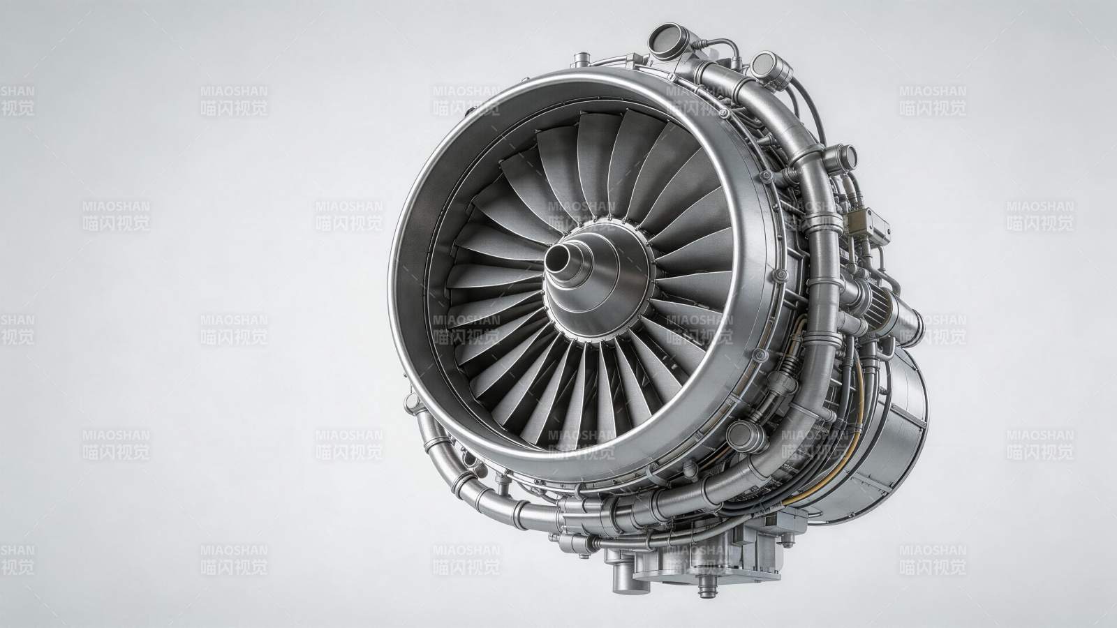 航空涡轮喷气发动机正面结构特写展示图片