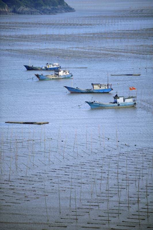 海上渔舟静泊图片