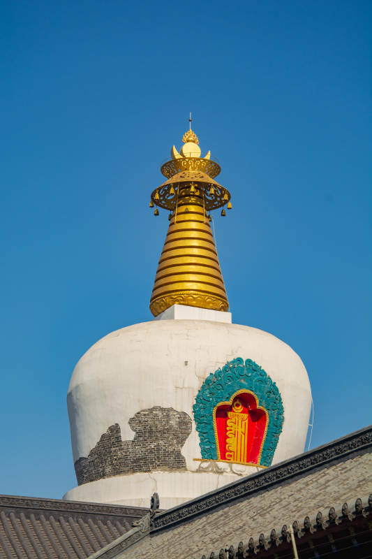 白塔金顶映蓝天图片