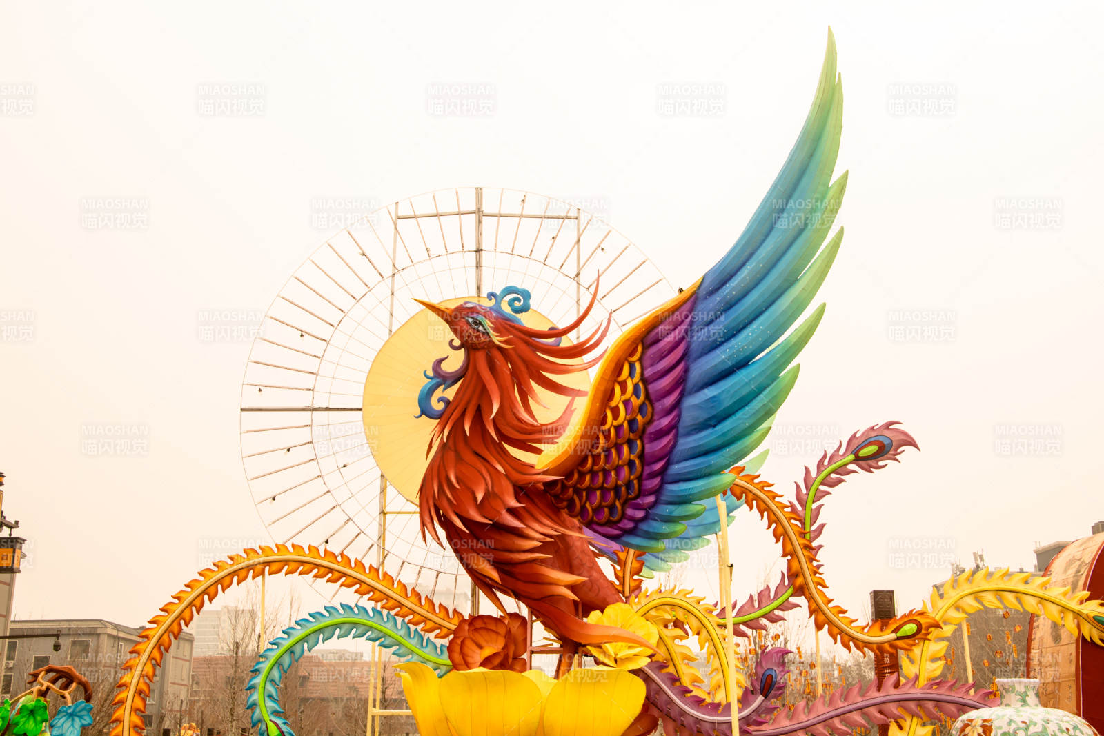 凤凰展翅迎朝阳图片