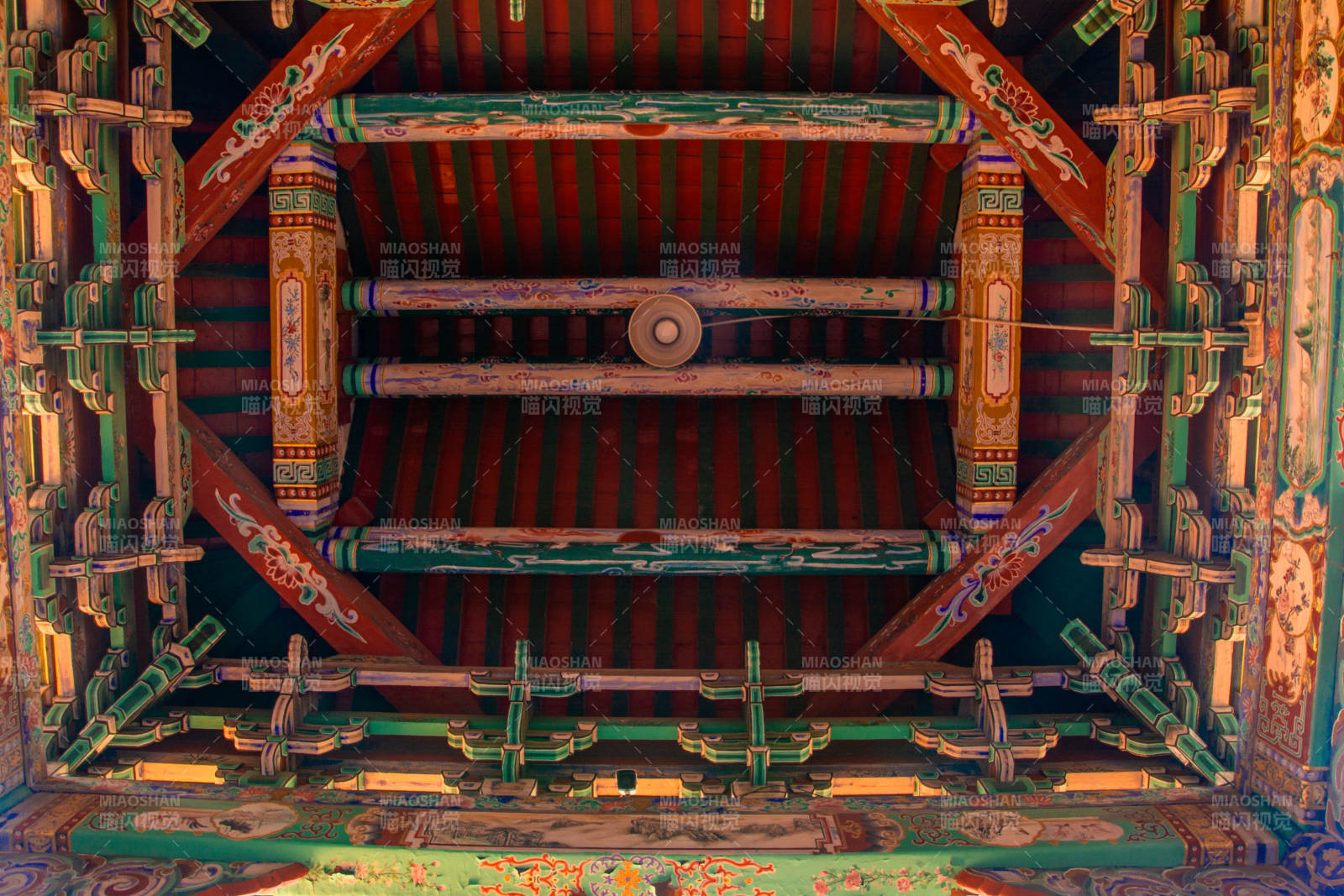 彩绘古建筑天花板图片