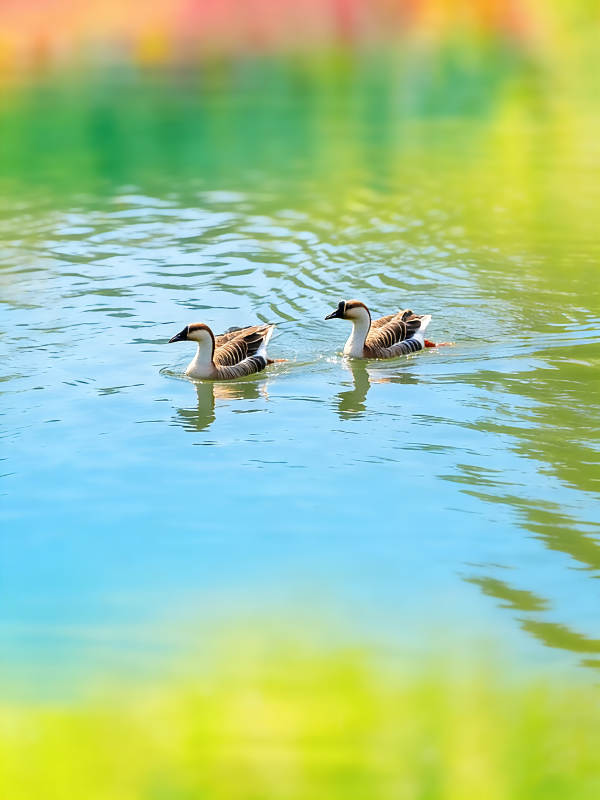 双鸭戏水图片
