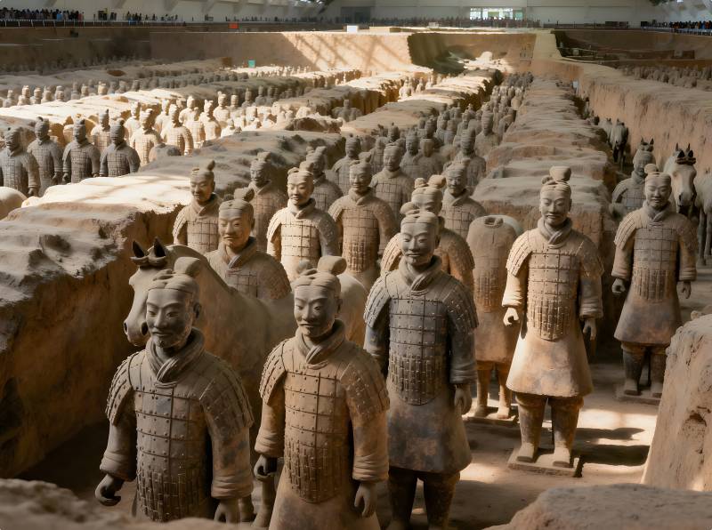 兵马俑壮观景象图片