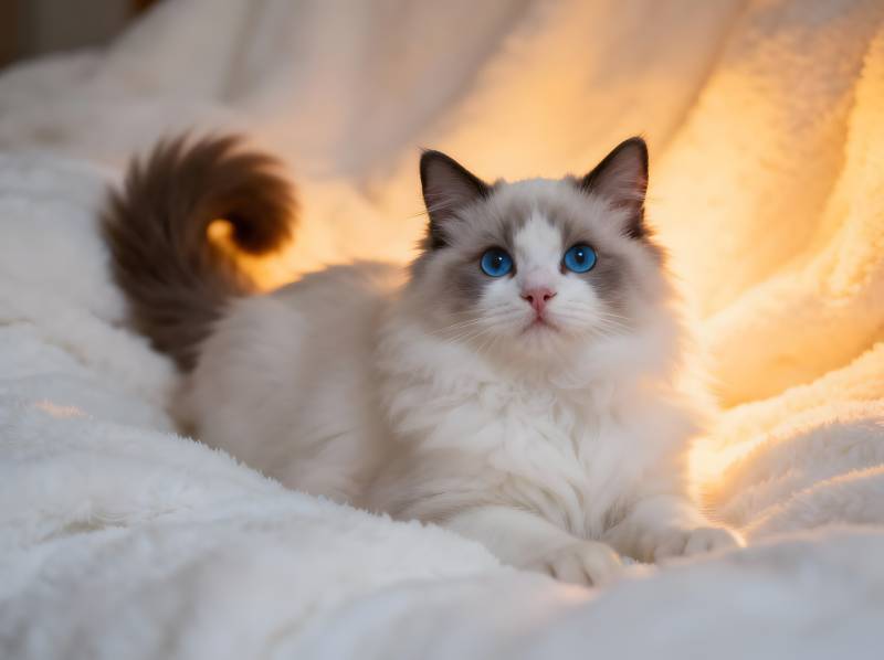 蓝眼猫咪暖光中图片