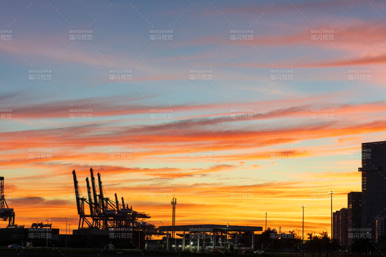 港口日落美景图片