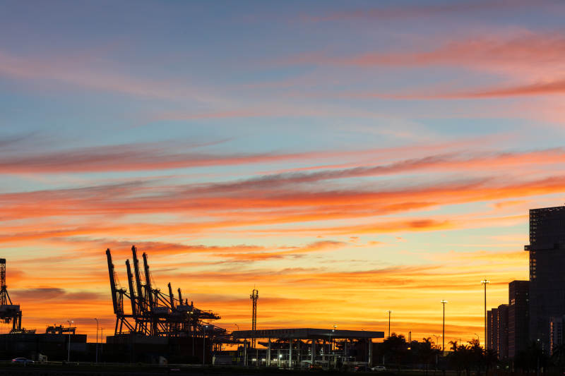 港口日落美景图片