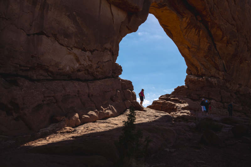 美国拱门国家公园南北窗拱门光影图片
