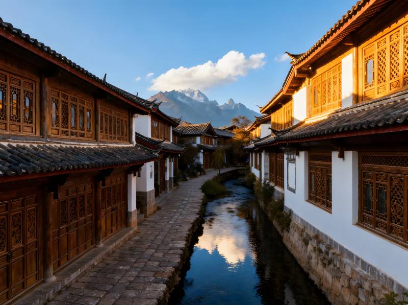 丽江古城水巷风光图片