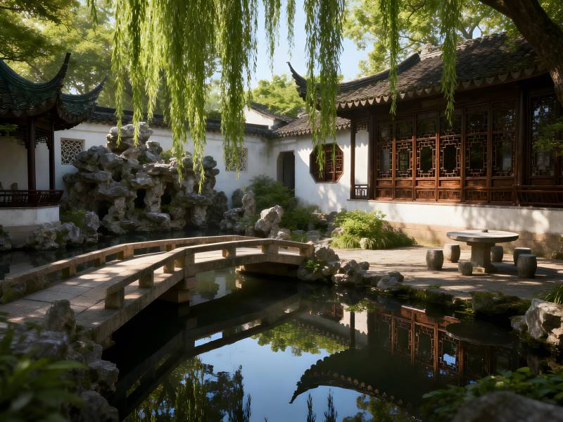 江南园林静谧景图片