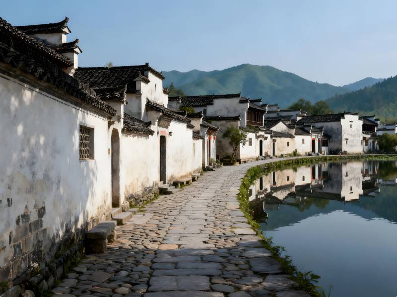 徽州古村水乡静谧图片