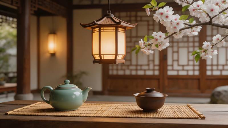 茶香伴春樱图片