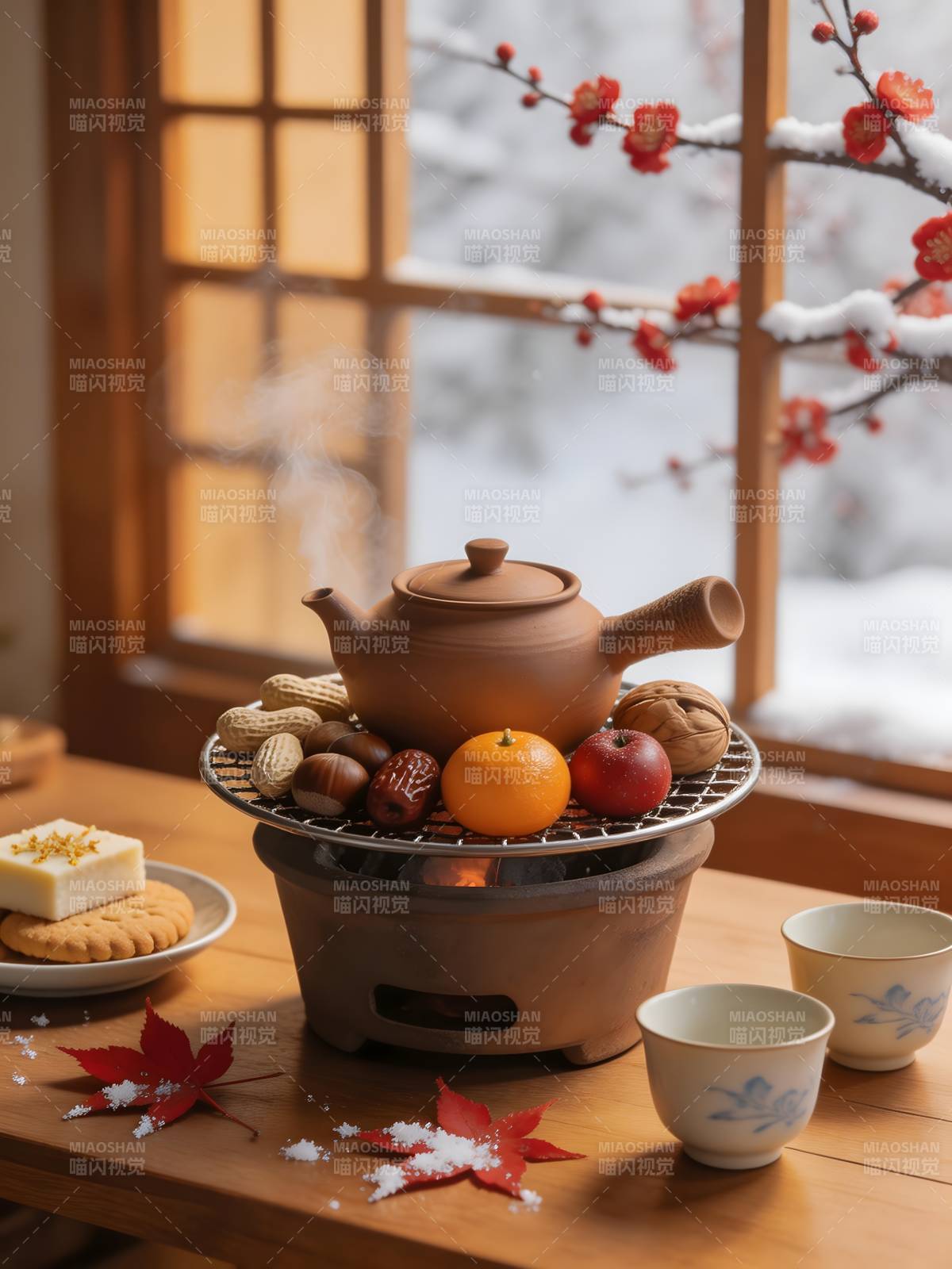 冬日茶暖 梅雪相伴图片