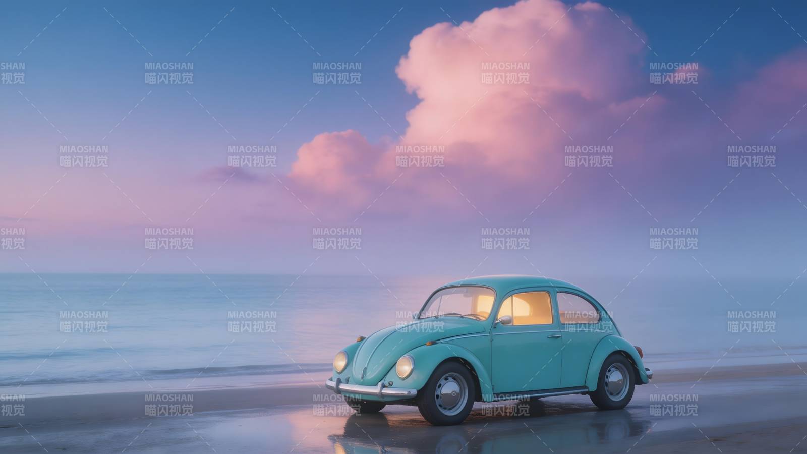 海边的蓝色甲壳虫图片