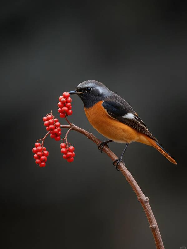 红腹灰雀啄果图片