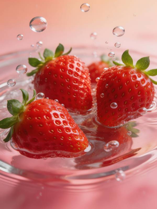 草莓水珠飞溅图片