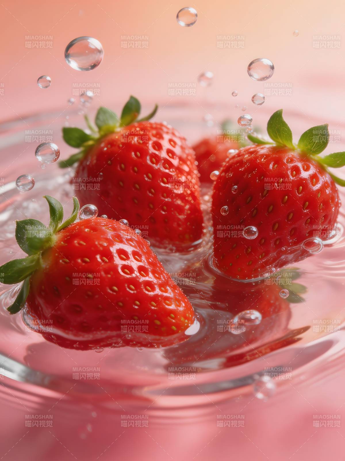 草莓水珠飞溅图片