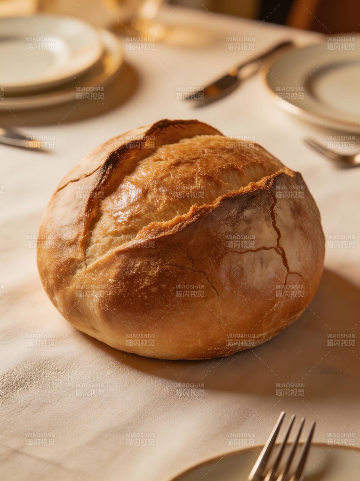 金黄面包 餐桌上的美味图片