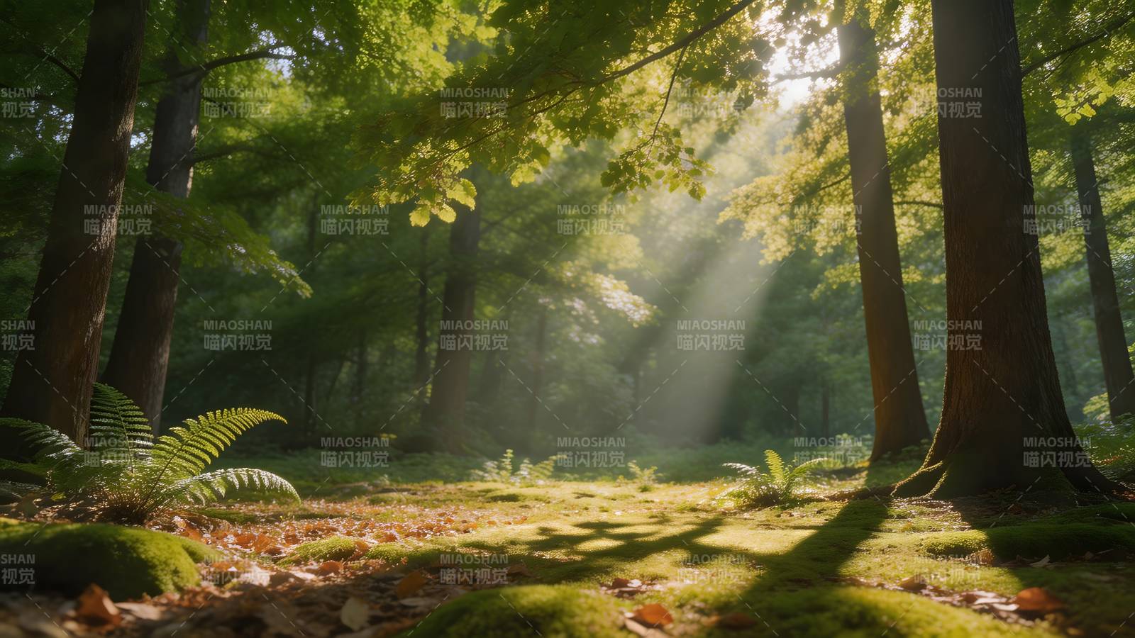 晨光林间图片