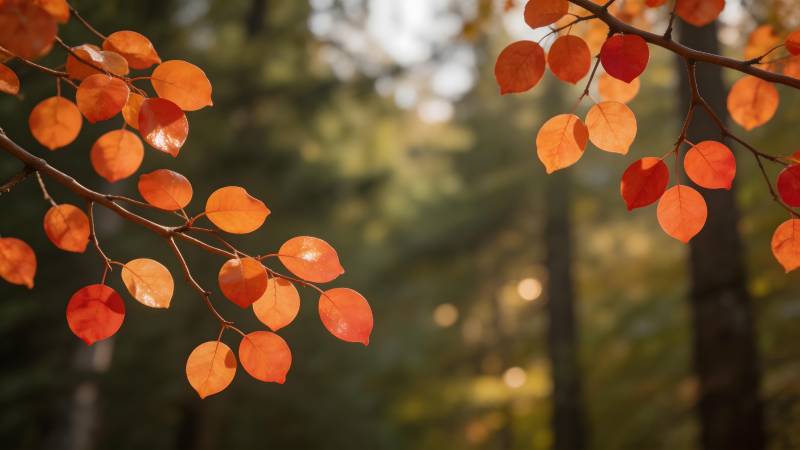 秋叶映林光图片