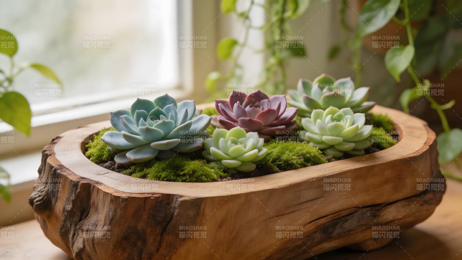 木盆多肉绿植图片