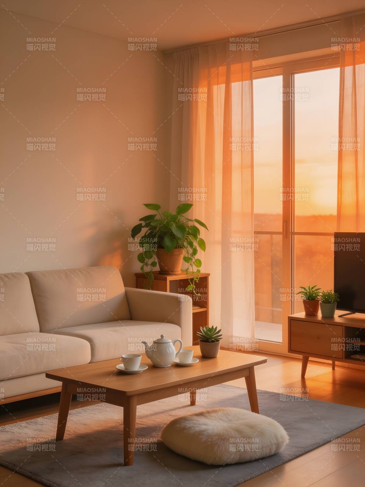 温馨日落客厅图片