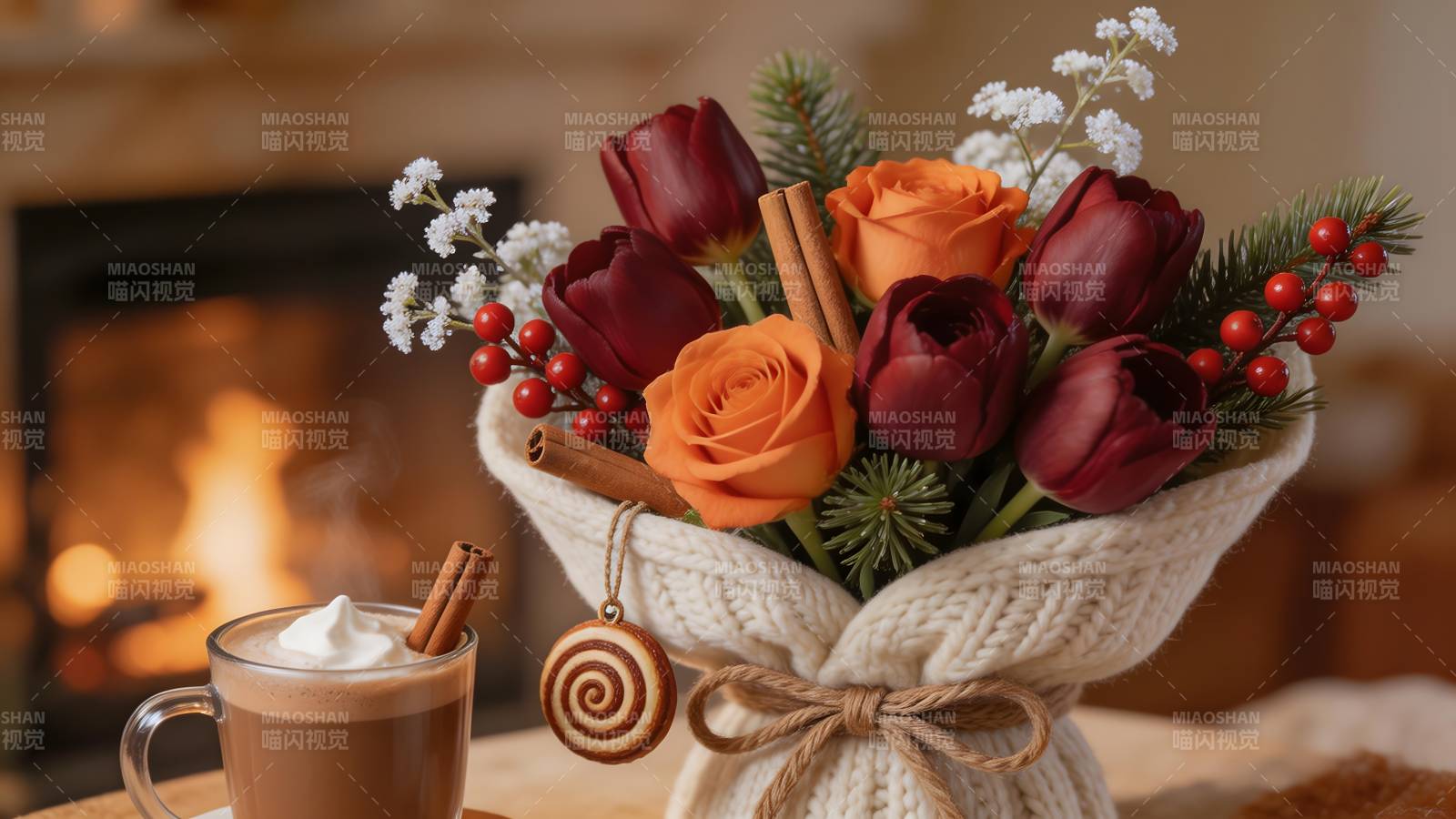 冬日暖香花束图片