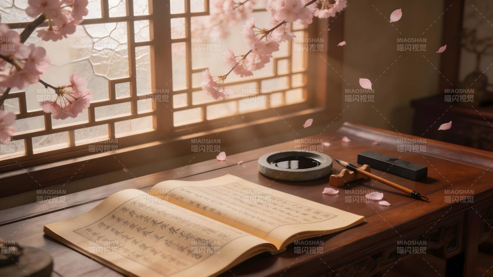 樱花书斋静谧时光图片