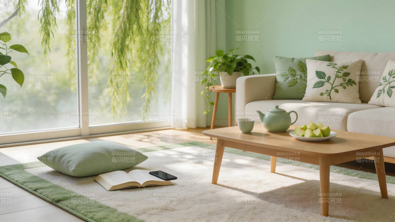 绿意盎然的客厅一角图片