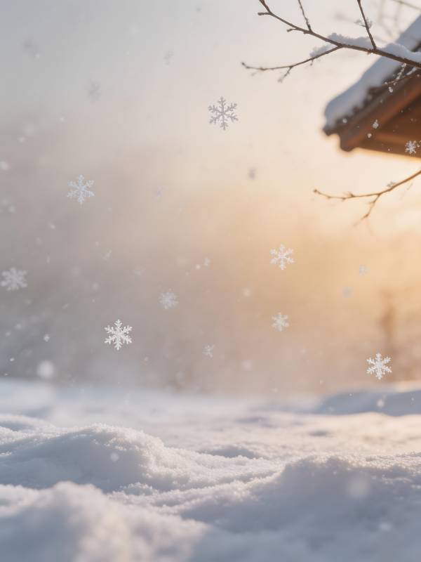 雪落晨光图片